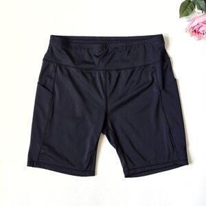 Black Athletic Biker Shorts Women’s 2XL High Waist Sportswear Pockets